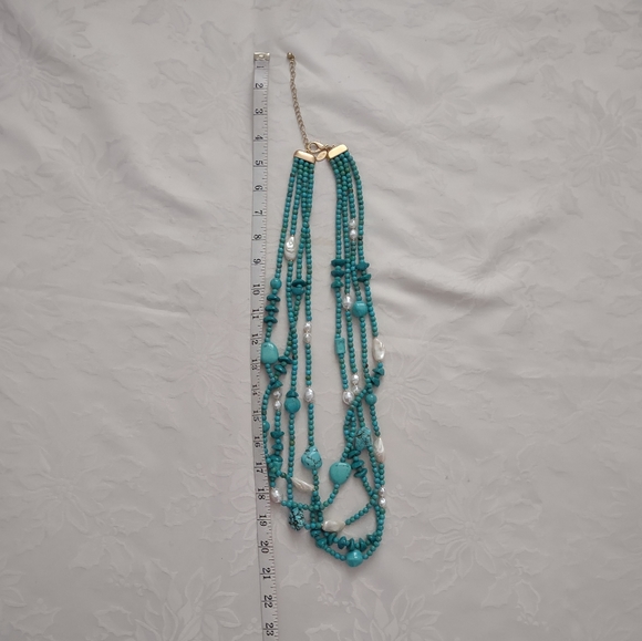 Chico's Pearl Turquoise Collection multi strand necklace - Picture 8 of 9